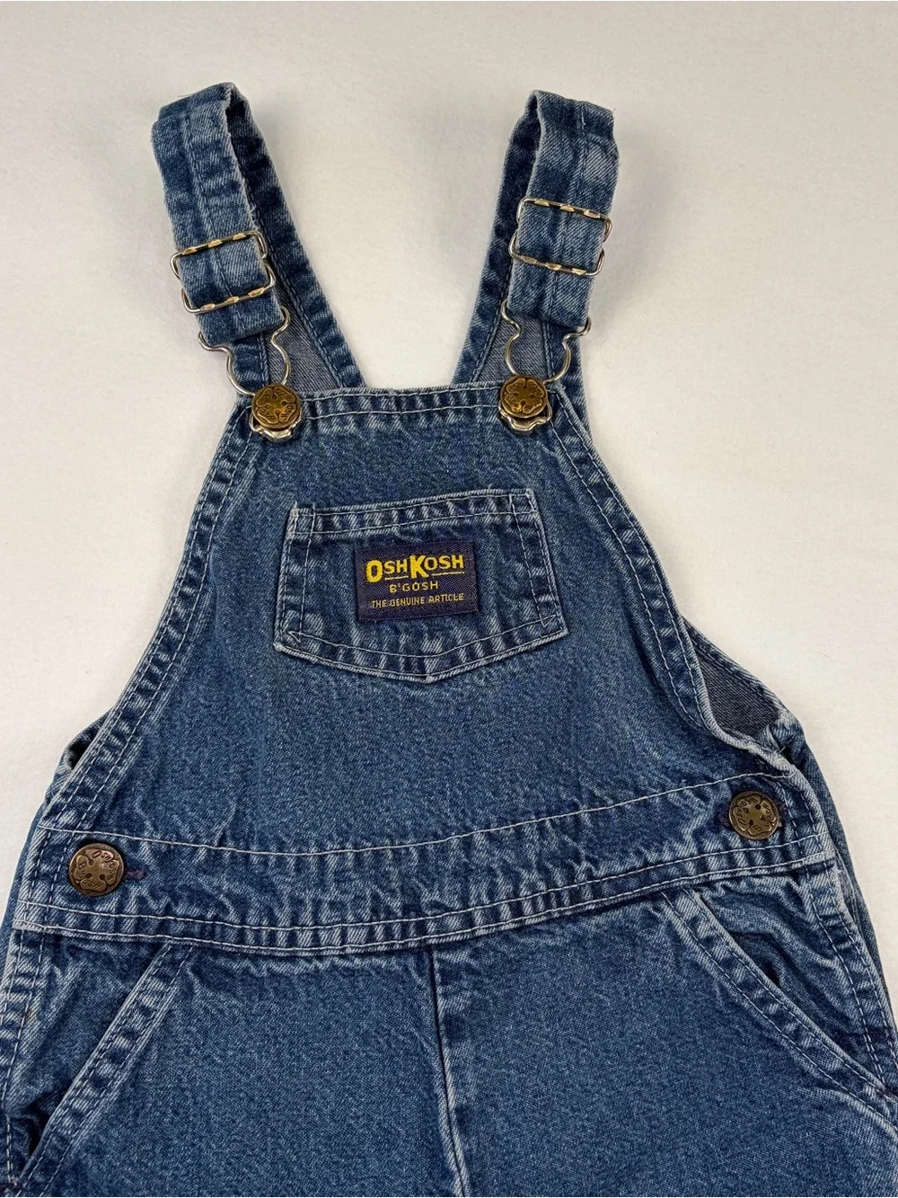 VTG Oshkosh B’Gosh Vestbak Solid Denim Blue Jean Overalls Made in‎ USA Unisex 3T